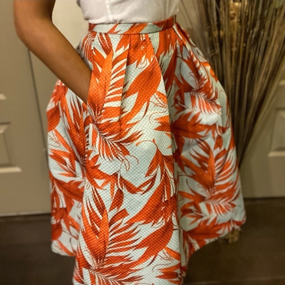 Tropical Orange and Light Blue Skirt By H&M